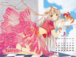 00s 2003 blonde_hair brown_eyes calendar calendar_(medium) chii chobits clamp long_hair official_art panties scan sumomo_(chobits) underwear very_long_hair