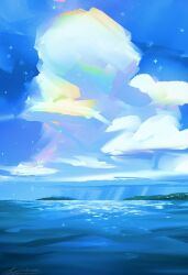 blue_theme chromatic_aberration cloud cloudy_sky day landscape niagara_falls no_humans original outdoors painterly reflection reflective_water scenery sky water waterfall zandra