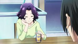 10s 1boy 1girl animated animated_gif black_hair breasts grand_blue hamaoka_azusa kitahara_iori large_breasts leaning_forward purple_eyes purple_hair screencap short_hair smile