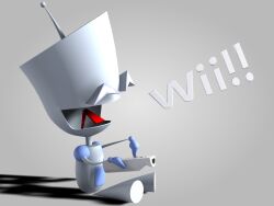 ! 1boy closed_eyes controller crossover game_console game_controller gir_(invader_zim) gir_(robot)_(invader_zim) holding holding_controller invader_zim male_focus open_mouth realistic robot s3r shadow sitting smile solo solo_focus tongue wii wii_remote