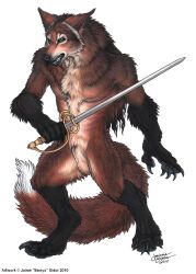 absurdres fur highres solo tagme weapon werewolf