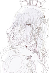 fate/grand_order fate_(series) hair_between_eyes morgan_le_fay_(fate) tears uther_pendragon_(fate) veil