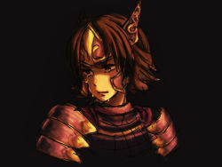 Rule 34 | 1girl, armor, brown hair, female focus, happan, headdress, purple eyes, sengoku musou, sengoku musou 2, sengoku musou 3, short hair, solo, tachibana ginchiyo, tears