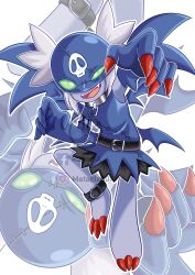 Rule 34 | 1girl, belt, claws, digimon, digimon (creature), gloves, highres, ika801, ladydevimon, looking at viewer, mask, mesugaki, oridigi, original, picodevimon, sharp teeth, solo, teeth