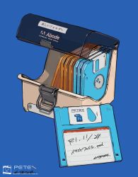 adobe adobe_photoshop blue_background chinese_text container english_text floppy_disk highres lock object_focus original peter_(peter6409) signature