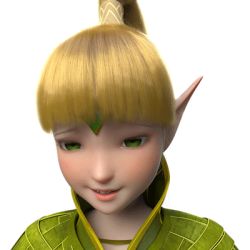 3d animated animated_gif blonde_hair dragon_nest elf green_eyes liya_(dragon_nest) lowres pointy_ears ponytail simple_background solo