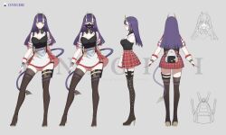 1girl absurdly_long_hair absurdres between_breasts blunt_bangs boots breasts bustier cleavage cluseller commission demon_tail dress full_body gloves high_heel_boots high_heels highres horns indie_virtual_youtuber lace-up_boots large_breasts long_hair necktie necktie_between_breasts oni oni_horns onigiri_(vtuber) onigiri_(vtuber)_(1st_costume) purple_hair shiny_clothes short_dress simple_background smile tail thigh_boots thigh_gap thighhighs very_long_hair virtual_youtuber white_background yellow_eyes zettai_ryouiki