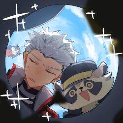 Rule 34 | + +, 1boy, 1girl, ^^^, animal, animal ears, animal nose, archer (fate), archer (honkai: star rail) (fate), artist name, black eyes, black hair, black hat, black jacket, black ribbon, black shirt, blue eyes, blue sky, closed eyes, cloud, cloudy sky, coat, commentary request, dark-skinned male, dark skin, day, fate/stay night, fate/unlimited blade works, fate (series), galactic baseballer (honkai: star rail), grey fur, grey hair, hair ribbon, hat, highres, honkai: star rail, honkai (series), jacket, long hair, long sleeves, looking at another, looking down, mandarin collar, nyayou amanatto, open clothes, open coat, open jacket, open mouth, outdoors, raccoon, raccoon ears, raccoon tail, red coat, red sweater, ribbon, shirt, short hair, sky, smile, sparkle, sweat, sweater, tail, tohsaka rin, trash can, twintails, visor cap