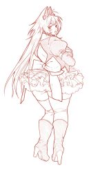 1girl ass bow breasts frilled_skirt frills hair_ears hair_intakes hair_ornament heart heart_hair_ornament highres jorii_l33 large_breasts long_hair looking_at_viewer microskirt nanaco_(meisharan) original plump skirt solo thick_thighs thighs very_long_hair