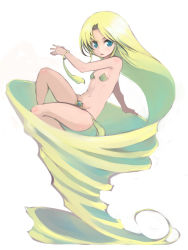 1990s_(style) 1girl absurdly_long_hair barbariccia blonde_hair bracelet female_focus final_fantasy final_fantasy_iv flat_chest green_eyes highres jewelry johan_(johan13) loincloth long_hair pasties prehensile_hair retro_artstyle solo very_long_hair