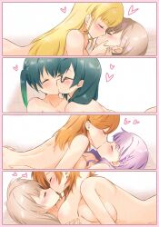 6+girls adversarial_noise arms_around_neck bare_back blonde_hair blush breasts closed_eyes commentary_request completely_nude girl_on_top glasses hand_on_another&#039;s_face hands_on_another&#039;s_hips heanna_sumire heart highres hitorilily kiss kosaka_honoka long_hair love_live! love_live!_nijigasaki_high_school_idol_club love_live!_superstar!! minami_kotori multiple_girls nude orange_hair purple_hair shibuya_kanon short_hair sideboob takasaki_yu tang_keke wien_margarete yuki_setsuna yuri