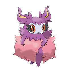 aromatisse artist_request black_eyes claws colored_sclera eyelashes full_body gen_6_pokemon nintendo no_humans official_art pokemon pokemon_(creature) pokemon_focus pokemon_xy red_pupils red_sclera simple_background solo third-party_source white_background