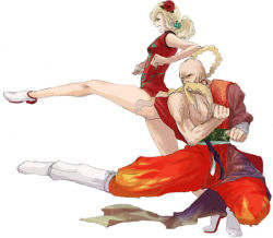 1990s_(style) age_difference blonde_hair china_dress chinese_clothes dress facial_hair father_and_daughter final_fantasy final_fantasy_iv final_fantasy_iv:_the_after_years kicking mustache rika_(ajidori) rika_(artist) ursula_leiden yang_fang_leiden