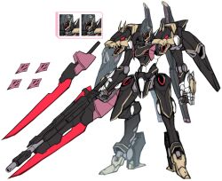 Rule 34 | 00 gundam seven sword, beam rifle, clenched hands, eien project, energy gun, full body, gun, gundam, gundam 00, gundam epyon, gundam pharact, gundam suisei no majo, gundam wing, highres, holding, holding gun, holding weapon, mecha, mecha focus, mobile suit, pinguinkotak, red eyes, redesign, reference sheet, robot, science fiction, standing, sword, v-fin, weapon, weapon on back, white background