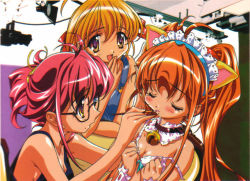 Rule 34 | animal ears, bell, blush, cat ears, collar, glasses, orange hair, pink hair, sugiyama genshou
