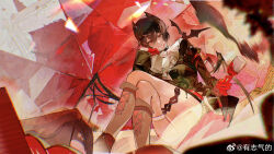 1girl absurdres alcohol animal arknights bat_(animal) black_dress black_hair blurry brown_eyes chinese_commentary chromatic_aberration closed_mouth commentary_request crossed_legs cup dress drink drinking_glass entelechia_(arknights) feet_out_of_frame gloves grey_socks hair_between_eyes hair_horns half_gloves highres holding holding_drink kneehighs light_particles long_sleeves mole mole_under_eye motion_blur red_gloves short_dress short_hair sitting smile socks solo watermark weibo_watermark wine wine_glass you_zhiqi_de