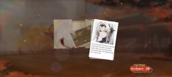 1girl autumn autumn_leaves bianca:_stigmata_(pgr) bianca_(pgr) english_text event leaf photo_(medium) punishing:_gray_raven