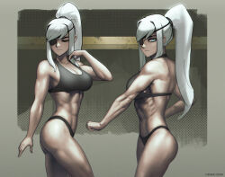 Rule 34 | 1girl, abs, breasts, highres, large breasts, navel, ponytail, roadi3, tagme, toned, valestina (genkai zero)