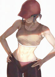 1girl abs inaba_makoto muscular muscular_female original school_uniform sweat sweatdrop tagme tall_female toned toned_female