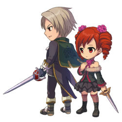 1boy 1girl amy_sorel drill_hair namco raphael_sorel red_eyes soul_calibur soulcalibur soulcalibur_iv sword weapon