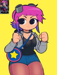 cdromarts goggles highres more_tag multicolored_hair purple_hair ramona_flowers scott_pilgrim_(series) streaked_hair