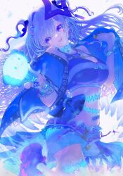 Rule 34 | 1girl, :3, alternate costume, amane konata, angel, bead necklace, beads, belt buckle, blush, bow, bowtie, bracelet, breasts, buckle, chest belt, choker, cleavage, crescent, crescent earrings, decora, earrings, feathered wings, glowstick, gradient wings, grey hair, guuuuuu41, hair ornament, hairclip, halo, heart, heart o-ring, highres, holding, holding glowstick, hololive, jacket, jewelry, large breasts, long hair, looking at viewer, multicolored hair, multicolored wings, nail polish, necklace, o-ring, o-ring choker, open clothes, open jacket, open mouth, purple bow, purple eyes, purple hair, purple shoes, ring, shoes, single hair intake, solo, sports bra, star (symbol), star hair ornament, star halo, star tattoo, sticker on stomach, tattoo, thigh strap, thighhighs, too many hair ornaments, two side up, upao (amane kanata), virtual youtuber, white background, wings