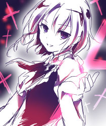 Rule 34 | 1girl, female focus, izayoi sakuya, looking at viewer, muse (seihou), purple eyes, seihou, short hair, sketch, smile, solo, toosaka asagi, touhou