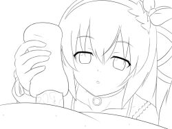 Rule 34 | 1girl, animated, animated gif, artificial vagina, bouncing hair, bouncing penis, completely nude, edna (tales), expressionless, gloved handjob, gloves, handjob, kiikii (kitsukedokoro), looking at penis, monochrome, nude, sex toy, tales of (series), tales of zestiria, translation request