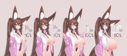 Rule 34 | 1girl, absurdres, animal ear fluff, animal ears, arms under breasts, between breasts, blush, bottomless, breast expansion, breasts, breasts out, brown hair, cardigan, fox ears, fox girl, fox tail, gigantic breasts, green eyes, highres, huge breasts, inverted nipples, large areolae, large breasts, long hair, looking at viewer, milk, multicolored hair, necktie, necktie between breasts, nipples, open cardigan, open clothes, open mouth, open shirt, original, plushmallow, pussy, shirt, smile, solo, streaked hair, sweater, tail, twintails, white shirt, xeirn