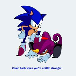 2boys black_eyes commentary english_commentary english_text espio_the_chameleon furry furry_male gloves grey_background highres kolsanart male_focus multiple_boys simple_background smile smug sonic_(series) sonic_the_fighters sonic_the_hedgehog sonic_the_hedgehog_(classic) stepped_on white_gloves