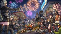 Rule 34 | 6+boys, 6+girls, alexandrina sebastiane, anby demara, animal ears, anniversary, anton ivanov, asaba harumasa, astra yao, asymmetrical legwear, belle (zenless zone zero), billy kid, black boots, black dress, black gloves, black hair, black pantyhose, black thighhighs, blonde hair, blue hair, boots, burnice white, caesar king (zenless zone zero), closed eyes, closed mouth, commentary, corin wickes, couch, cup, dress, ellen joe, english commentary, eous (zenless zone zero), evelyn chevalier, everyone, fingerless gloves, fins, fireworks, fish tail, fox ears, fox girl, gloves, grace howard, green eyes, green hair, grey hair, highres, holding, holding cup, hood, hood down, hooded jacket, hoshimi miyabi, hugo vlad, jacket, jane doe (zenless zone zero), koleda belobog, long hair, long sleeves, looking at another, luciana de montefio, maid, maid headdress, mhunter 45, mismatched legwear, multiple boys, multiple girls, nekomiya mana, nicole demara, night, night sky, on couch, open clothes, open jacket, open mouth, orange gloves, outdoors, pantyhose, pink hair, piper wheel, pulchra fellini, qingyi (zenless zone zero), second-party source, seth lowell, shark girl, shark tail, short hair, short sleeves, sitting, sky, smile, socks, soldier 11 (zenless zone zero), soukaku (zenless zone zero), standing, tail, thigh boots, thighhighs, trigger (zenless zone zero), tsukishiro yanagi, twintails, uneven legwear, vivian banshee, von lycaon, wise (zenless zone zero), zenless zone zero, zhu yuan