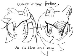 2girls amy_rose animal_ears animal_nose closed_mouth commentary cropped_head earrings english_commentary english_text fishsoof frown furry furry_female highres jewelry looking_at_another lyrics multiple_girls sonic_(series) sonic_the_hedgehog_(idw) surge_the_tenrec wicked
