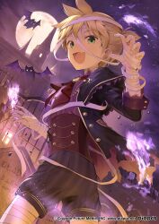 Rule 34 | 1boy, bandages, blonde hair, cocolo (co co lo), commentary request, from behind, green eyes, halloween, highres, kagamine len, long sleeves, male focus, mummy costume, official art, short hair, shorts, solo, vocaloid