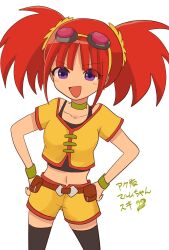 Rule 34 | 1girl, dinosaur king, female focus, glasses, glasses on head, highres, jacket, long hair, pink hair, purple eyes, shorts, solo, tatsuno malm, twintails