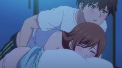 Rule 34 | 1boy, 1girl, absurdres, animated, ass, ayane shirakawa, bare shoulders, blush, hetero, highres, kotone shirakawa, long hair, looping animation, open mouth, overflow (anime), panties, panty pull, pillow, resized, sex, stealth sex, tagme, underwear, upscaled, video