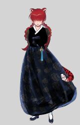 Rule 34 | 1girl, animal ears, breasts, cat, cat ears, cat girl, cat tail, dan koflove, dress, female focus, large breasts, long hair, pale skin, ponytail, red hair, shermie (kof), shoes, socks, standing, tail, the king of fighters, tiger girl, twintails