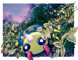 Rule 34 | animal focus, bug, fangs, gen 2 pokemon, grass, highres, horns, night, night sky, nintendo, no humans, outdoors, pincers, plant, pokemon, pokemon (creature), pokemon focus, single horn, sky, spider, spinarak, toro nika