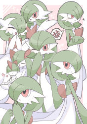 1other 2girls :t ^_^ anger_vein angry arm_at_side averting_eyes blowing_kiss blunt_bangs blush bob_cut border bowl_cut closed_eyes closed_mouth colored_skin covered_eyes crossed_arms evolutionary_line flat_chest from_side gardevoir gen_3_pokemon green_hair green_skin hair_between_eyes hair_over_eyes hair_over_one_eye hand_to_own_mouth hand_up hands_up happy heart kirlia looking_afar looking_at_viewer looking_up medium_hair mega_gardevoir mega_pokemon multicolored_skin multiple_girls multiple_views nintendo one_eye_closed one_eye_covered open_mouth outside_border own_hands_together pink_background pokemon pokemon_(creature) pout ralts red_eyes short_hair sidelocks simple_background smile sparkle speech_bubble spoken_anger_vein squiggle suzu_(pixiv_32232702) tears two-tone_skin u_u white_border white_skin wink