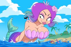 6+girls animal animal_ears barefoot bikini black_eyes black_hair blonde_hair borrowed_character breasts brown_hair bush cleavage cloud collarbone commission dangerking11 dark_skin eyeshadow flower furry giant giantess gradient_hair grass green_bikini green_eyes green_hair grey_fur hair_flower hair_ornament huge_breasts island large_breasts long_hair makeup mermaid monster_girl multicolored_hair multiple_girls navel nipples nude ocean open_mouth orange_bikini original palm_tree pink_bikini pink_flower pink_lips purple_hair red_flower riding shell shell_bikini sitting_on_shoulder sky smile surprised swimming swimsuit tentacle_hair tree two-tone_hair water