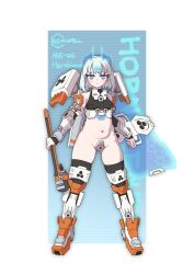 1girl absurdres belly breasts c-string crotch_plate curvy energy_barrier energy_shield groin highres holographic_horns mecha_musume navel original plump shield small_breasts sokolov_(sylviasokolova) solo strapless_bottom thick_thighs thighs third_eye wide_hips