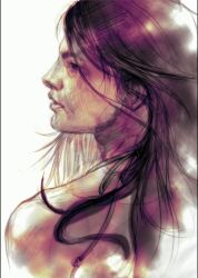 1girl breasts brown_eyes brown_hair christie_monteiro dark-skinned_female dark_skin expressionless from_side kawano_takuji long_hair official_art portrait simple_background solo tekken tekken_4 white_background