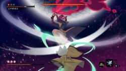 1boy 1girl boss_fight cat_boy cat_girl chinese_commentary commentary_request eigong_(nine_sols) furry furry_male health_bar highres holding holding_sword holding_weapon inouehasue nine_sols old old_woman parrying sekiro:_shadows_die_twice sword user_interface weapon yi_(nine_sols)