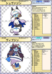 2others character_name cheval_grand_(umamusume) fake_transparency fakemon grey_eyes highres katwo looking_at_viewer multiple_others no_humans official_style parody purple_eyes style_parody umamusume vivlos_(umamusume)