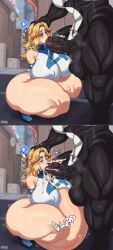 Rule 34 | 1boy, 1girl, :&gt;=, absurdres, ass, black skin, blonde hair, blue eyes, blue eyes (manga), breasts, colored skin, cum, cum in mouth, cum inflation, cum on body, cum on breasts, cum on upper body, cumdrip, curvy, drooling, eyelashes, facial, fellatio, girthy penis, highres, huge ass, huge breasts, huge testicles, inflation, large breasts, large penis, long tongue, looking at penis, marvel, marvel rivals, oral, pale skin, penis, projectile cum, saliva, saliva trail, sex, stomach, stomach bulge, stuart pot, sue storm, taiger, testicles, thick thighs, thighs, tongue, tongue out, veins, veiny penis, venom (marvel), wide hips, xiao weiying