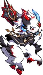 1other black_cloak black_fur body_fur centauroid cloak dragon_village_(series) dragon_village_collection furry game_cg gem lowres nuzzle official_art porta_(chaos)_(dragon_village) porta_(dragon_village) red_eyes red_gemstone taur third-party_source transparent_background white_fur