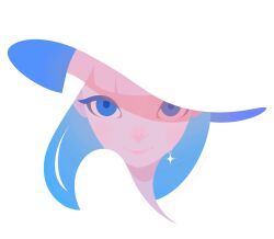1girl absurdres blending blue_eyes blue_hair choomoranma earrings hat highres jewelry looking_at_viewer original simple_background single_earring solo upper_body white_background