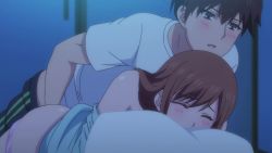 Rule 34 | 1boy, 1girl, absurdres, animated, ass, ayane shirakawa, bare shoulders, blush, hetero, highres, kotone shirakawa, long hair, looping animation, open mouth, overflow (anime), panties, panty pull, pillow, resized, sex, stealth sex, tagme, underwear, upscaled, video