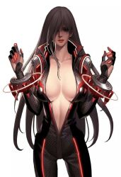 1girl artist_request bodysuit breasts character_request large_breasts long_hair navel tagme
