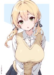 alternate_costume blonde_hair breasts hair_ornament highres large_breasts prinz_eugen_(kancolle) sakakiba_misogi sharp_teeth teeth twintails