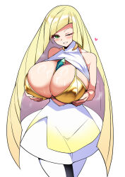 Rule 34 | absurdres, bikini, blonde hair, breasts, gold bikini, highres, large breasts, lusamine (pokemon), nintendo, pokemon, pokemon sm, swimsuit, tiamat (momokuri mannen)